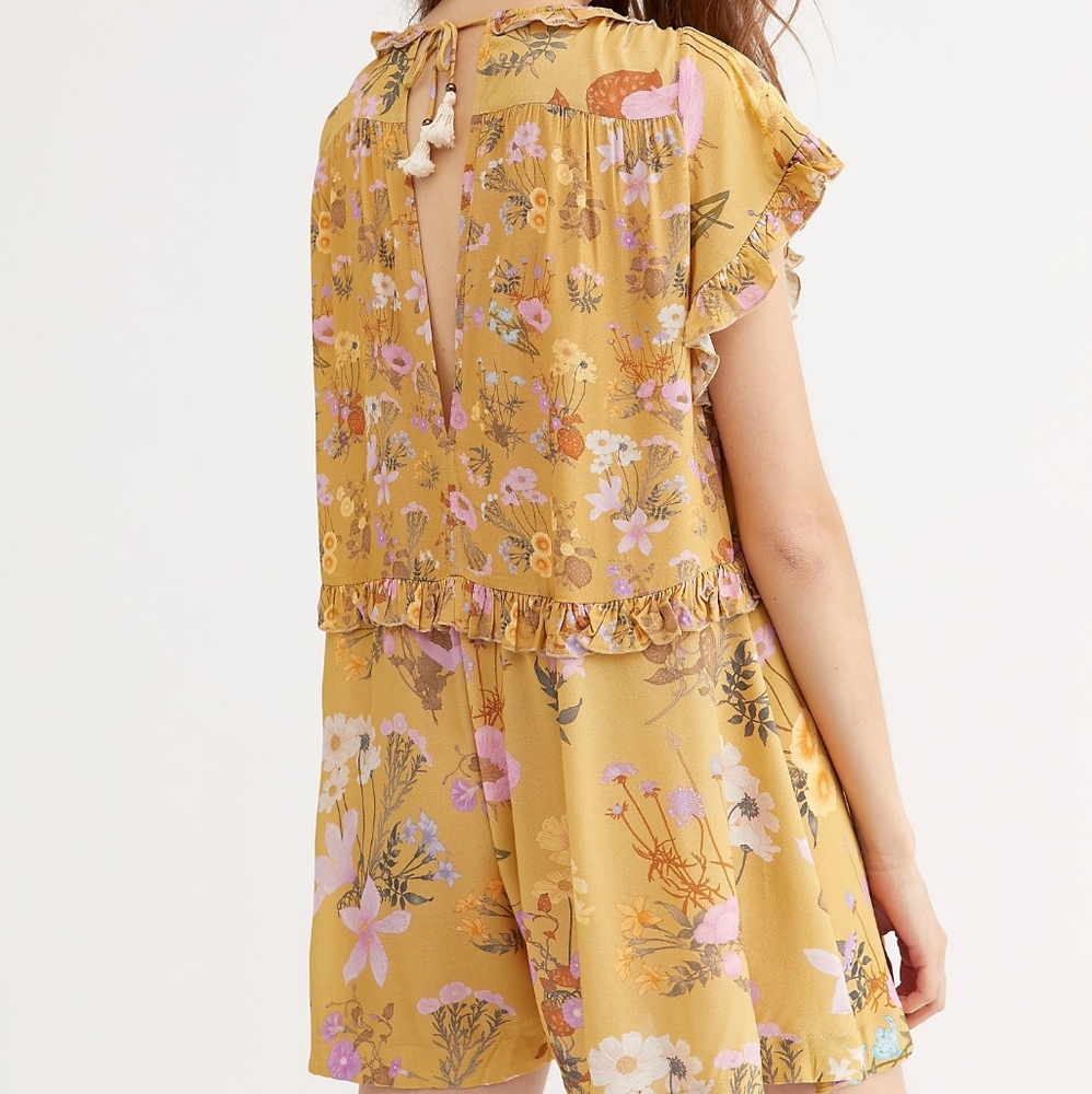 NEW Spell x Free People Yellow Wild Bloom Romper - Picture 3 of 5